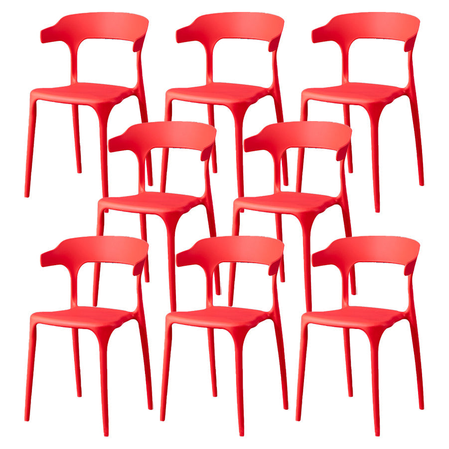 Glam Plastic Side Chair Matte Finish Open Back Dining Chair for Dinning Room Red 8 Piece Set Clearhalo ' kitchen&dining_furn' 'Dining Chairs' 'Dining Tables & Seating' 'dining_chair' 'furn' 'furn_dining_chair' 'Furniture' 'furniture_dining_chair' 'Kitchen & Dining Furniture' 'kitchen' 3541397