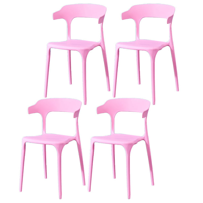 Glam Plastic Side Chair Matte Finish Open Back Dining Chair for Dinning Room Pink 4 Piece Set Clearhalo ' kitchen&dining_furn' 'Dining Chairs' 'Dining Tables & Seating' 'dining_chair' 'furn' 'furn_dining_chair' 'Furniture' 'furniture_dining_chair' 'Kitchen & Dining Furniture' 'kitchen' 3541399