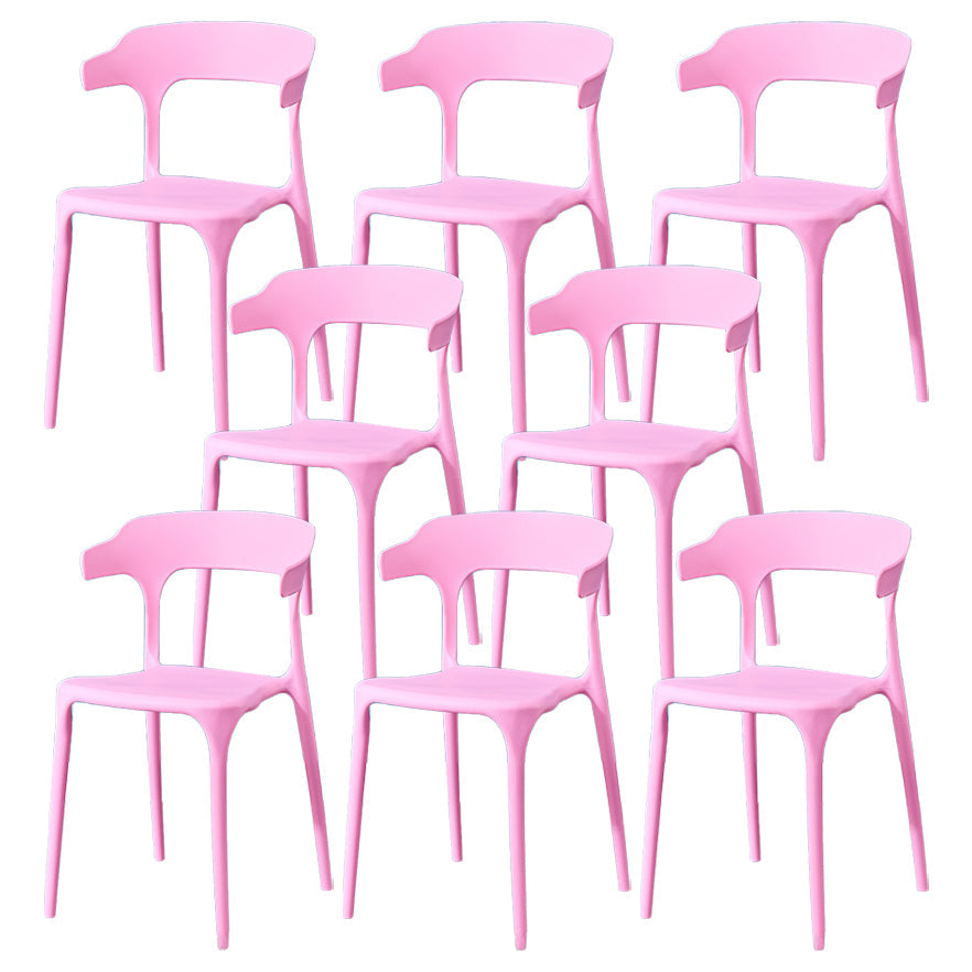 Glam Plastic Side Chair Matte Finish Open Back Dining Chair for Dinning Room Pink 8 Piece Set Clearhalo ' kitchen&dining_furn' 'Dining Chairs' 'Dining Tables & Seating' 'dining_chair' 'furn' 'furn_dining_chair' 'Furniture' 'furniture_dining_chair' 'Kitchen & Dining Furniture' 'kitchen' 3541401