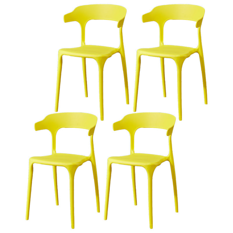 Glam Plastic Side Chair Matte Finish Open Back Dining Chair for Dinning Room Yellow 4 Piece Set Clearhalo ' kitchen&dining_furn' 'Dining Chairs' 'Dining Tables & Seating' 'dining_chair' 'furn' 'furn_dining_chair' 'Furniture' 'furniture_dining_chair' 'Kitchen & Dining Furniture' 'kitchen' 3541403