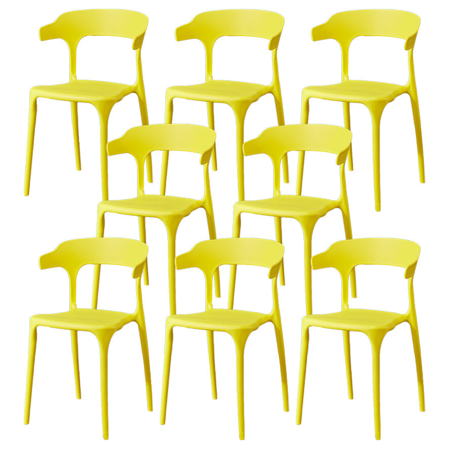 Glam Plastic Side Chair Matte Finish Open Back Dining Chair for Dinning Room Yellow 8 Piece Set Clearhalo ' kitchen&dining_furn' 'Dining Chairs' 'Dining Tables & Seating' 'dining_chair' 'furn' 'furn_dining_chair' 'Furniture' 'furniture_dining_chair' 'Kitchen & Dining Furniture' 'kitchen' 3541405