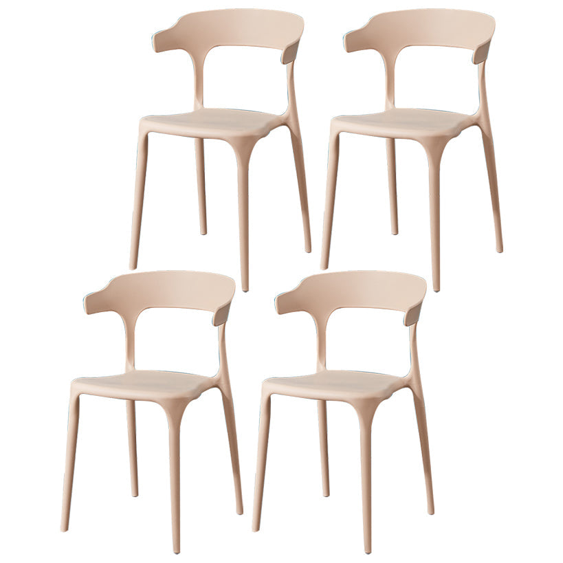 Glam Plastic Side Chair Matte Finish Open Back Dining Chair for Dinning Room Khaki 4 Piece Set Clearhalo ' kitchen&dining_furn' 'Dining Chairs' 'Dining Tables & Seating' 'dining_chair' 'furn' 'furn_dining_chair' 'Furniture' 'furniture_dining_chair' 'Kitchen & Dining Furniture' 'kitchen' 3541412