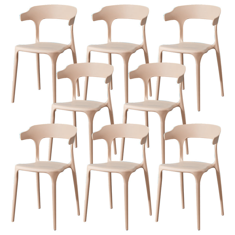 Glam Plastic Side Chair Matte Finish Open Back Dining Chair for Dinning Room Khaki 8 Piece Set Clearhalo ' kitchen&dining_furn' 'Dining Chairs' 'Dining Tables & Seating' 'dining_chair' 'furn' 'furn_dining_chair' 'Furniture' 'furniture_dining_chair' 'Kitchen & Dining Furniture' 'kitchen' 3541413