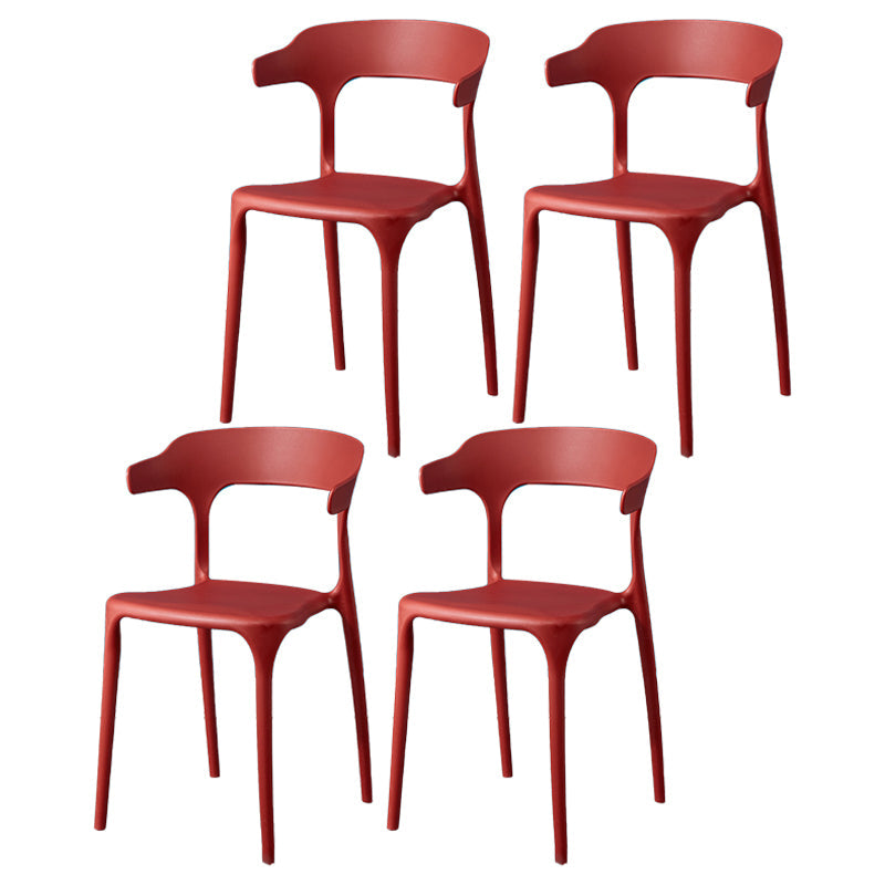 Glam Plastic Side Chair Matte Finish Open Back Dining Chair for Dinning Room Burgundy 4 Piece Set Clearhalo ' kitchen&dining_furn' 'Dining Chairs' 'Dining Tables & Seating' 'dining_chair' 'furn' 'furn_dining_chair' 'Furniture' 'furniture_dining_chair' 'Kitchen & Dining Furniture' 'kitchen' 3541414