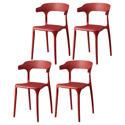 Glam Plastic Side Chair Matte Finish Open Back Dining Chair for Dinning Room Burgundy 4 Piece Set Clearhalo ' kitchen&dining_furn' 'Dining Chairs' 'Dining Tables & Seating' 'dining_chair' 'furn' 'furn_dining_chair' 'Furniture' 'furniture_dining_chair' 'Kitchen & Dining Furniture' 'kitchen' 3541414