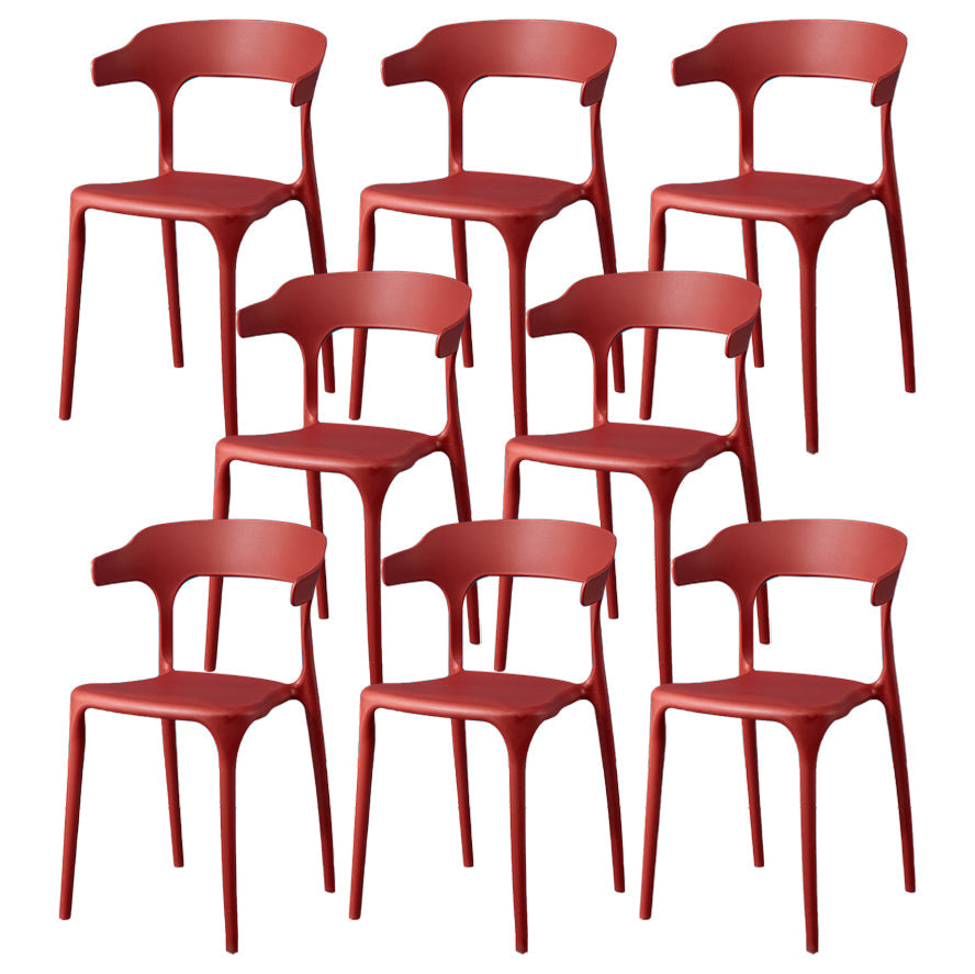 Glam Plastic Side Chair Matte Finish Open Back Dining Chair for Dinning Room Burgundy 8 Piece Set Clearhalo ' kitchen&dining_furn' 'Dining Chairs' 'Dining Tables & Seating' 'dining_chair' 'furn' 'furn_dining_chair' 'Furniture' 'furniture_dining_chair' 'Kitchen & Dining Furniture' 'kitchen' 3541415