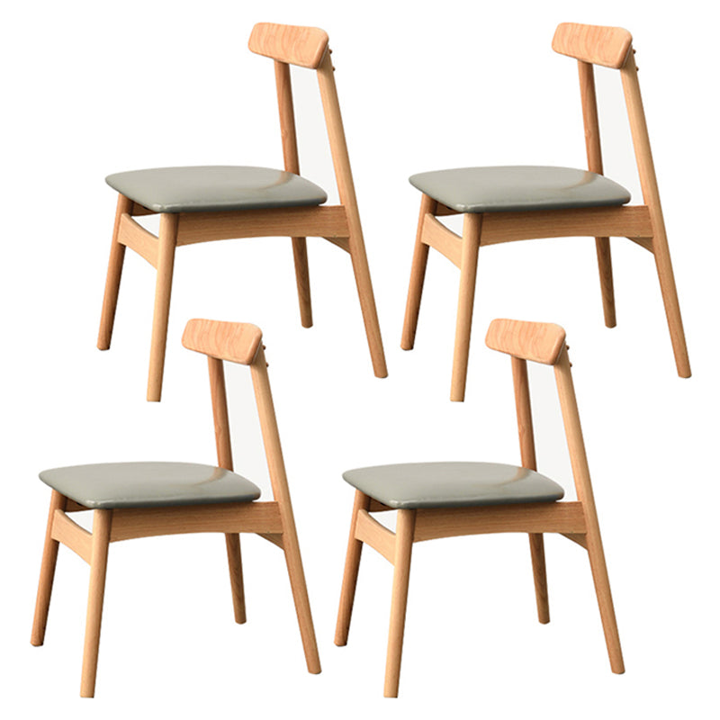 Contemporary Wood Indoor Open Back Side Chair of 18'' Wide Dining Chair Grey 4 Piece Set Natural Wood Clearhalo ' kitchen&dining_furn' 'Dining Chairs' 'Dining Tables & Seating' 'dining_chair' 'furn' 'furn_dining_chair' 'Furniture' 'furniture_dining_chair' 'Kitchen & Dining Furniture' 'kitchen' 3541448