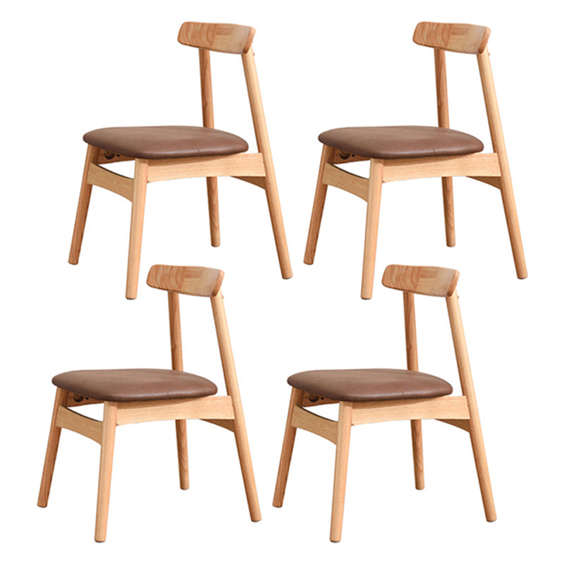 Contemporary Wood Indoor Open Back Side Chair of 18'' Wide Dining Chair Brown 4 Piece Set Natural Wood Clearhalo ' kitchen&dining_furn' 'Dining Chairs' 'Dining Tables & Seating' 'dining_chair' 'furn' 'furn_dining_chair' 'Furniture' 'furniture_dining_chair' 'Kitchen & Dining Furniture' 'kitchen' 3541454