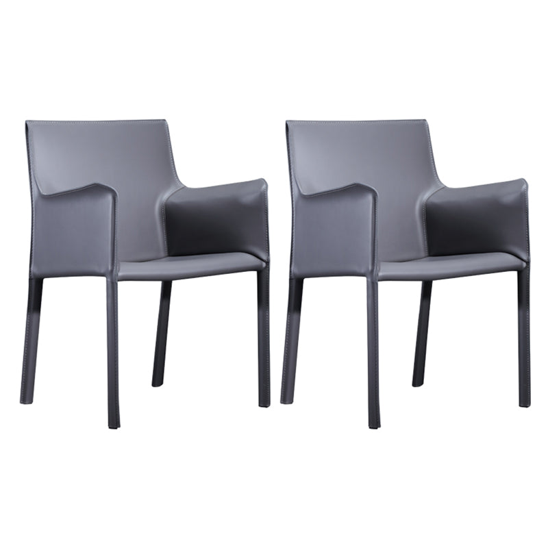 Faux Leather Modern Dining Chair Matte Finish Parsons Dining Arm Chair Dark Gray 2 Piece Set Clearhalo ' kitchen&dining_furn' 'Dining Chairs' 'Dining Tables & Seating' 'dining_chair' 'furn' 'furn_dining_chair' 'Furniture' 'furniture_dining_chair' 'Kitchen & Dining Furniture' 'kitchen' 3541485