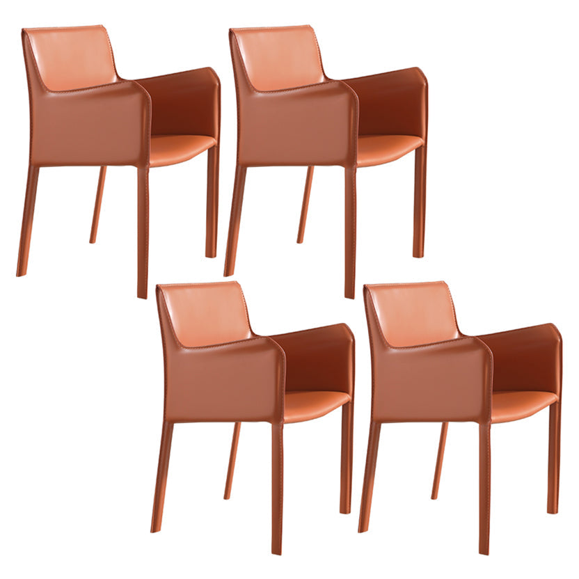 Faux Leather Modern Dining Chair Matte Finish Parsons Dining Arm Chair Orange 4 Piece Set Clearhalo ' kitchen&dining_furn' 'Dining Chairs' 'Dining Tables & Seating' 'dining_chair' 'furn' 'furn_dining_chair' 'Furniture' 'furniture_dining_chair' 'Kitchen & Dining Furniture' 'kitchen' 3541492