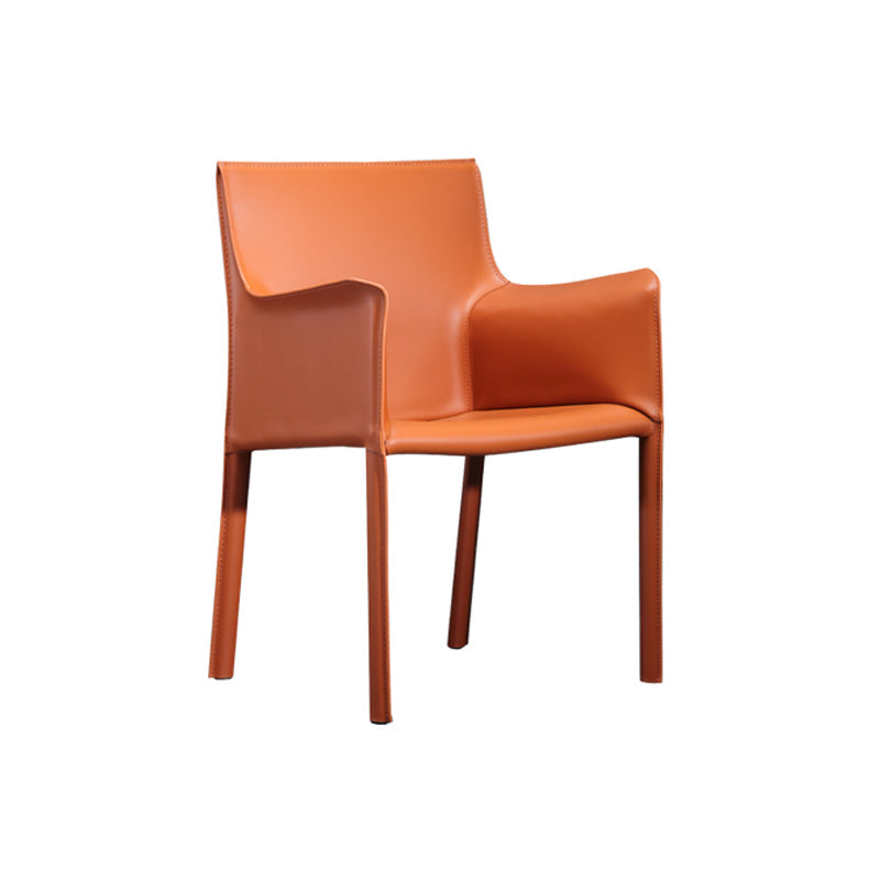 Faux Leather Modern Dining Chair Matte Finish Parsons Dining Arm Chair Orange-Red 1 Piece Clearhalo ' kitchen&dining_furn' 'Dining Chairs' 'Dining Tables & Seating' 'dining_chair' 'furn' 'furn_dining_chair' 'Furniture' 'furniture_dining_chair' 'Kitchen & Dining Furniture' 'kitchen' 3541495