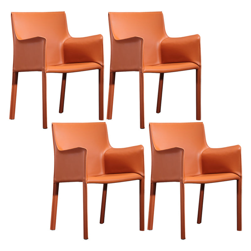 Faux Leather Modern Dining Chair Matte Finish Parsons Dining Arm Chair Orange-Red 4 Piece Set Clearhalo ' kitchen&dining_furn' 'Dining Chairs' 'Dining Tables & Seating' 'dining_chair' 'furn' 'furn_dining_chair' 'Furniture' 'furniture_dining_chair' 'Kitchen & Dining Furniture' 'kitchen' 3541499