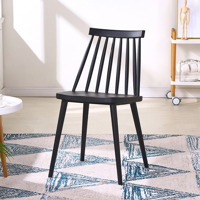 Modern Indoor-Outdoor Plastic Chair Matte Finish Slat Back Side Chair Sets Black 1 Piece Clearhalo ' kitchen&dining_furn' 'Dining Chairs' 'Dining Tables & Seating' 'dining_chair' 'furn' 'furn_dining_chair' 'Furniture' 'furniture_dining_chair' 'Kitchen & Dining Furniture' 'kitchen' 3541505