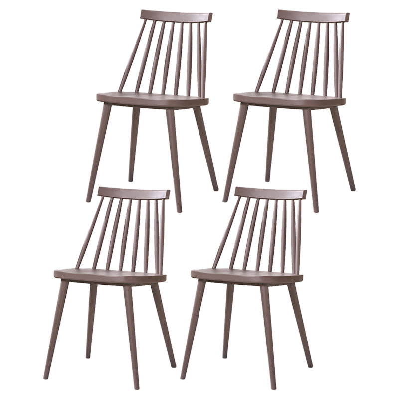 Modern Indoor-Outdoor Plastic Chair Matte Finish Slat Back Side Chair Sets Grey 4 Piece Set Clearhalo ' kitchen&dining_furn' 'Dining Chairs' 'Dining Tables & Seating' 'dining_chair' 'furn' 'furn_dining_chair' 'Furniture' 'furniture_dining_chair' 'Kitchen & Dining Furniture' 'kitchen' 3541515