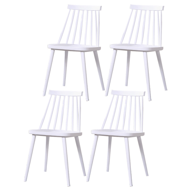 Modern Indoor-Outdoor Plastic Chair Matte Finish Slat Back Side Chair Sets White 4 Piece Set Clearhalo ' kitchen&dining_furn' 'Dining Chairs' 'Dining Tables & Seating' 'dining_chair' 'furn' 'furn_dining_chair' 'Furniture' 'furniture_dining_chair' 'Kitchen & Dining Furniture' 'kitchen' 3541527
