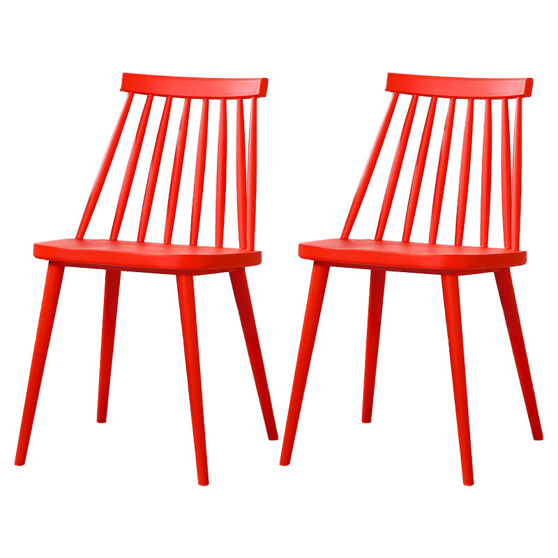 Modern Indoor-Outdoor Plastic Chair Matte Finish Slat Back Side Chair Sets Red 2 Piece Set Clearhalo ' kitchen&dining_furn' 'Dining Chairs' 'Dining Tables & Seating' 'dining_chair' 'furn' 'furn_dining_chair' 'Furniture' 'furniture_dining_chair' 'Kitchen & Dining Furniture' 'kitchen' 3541530