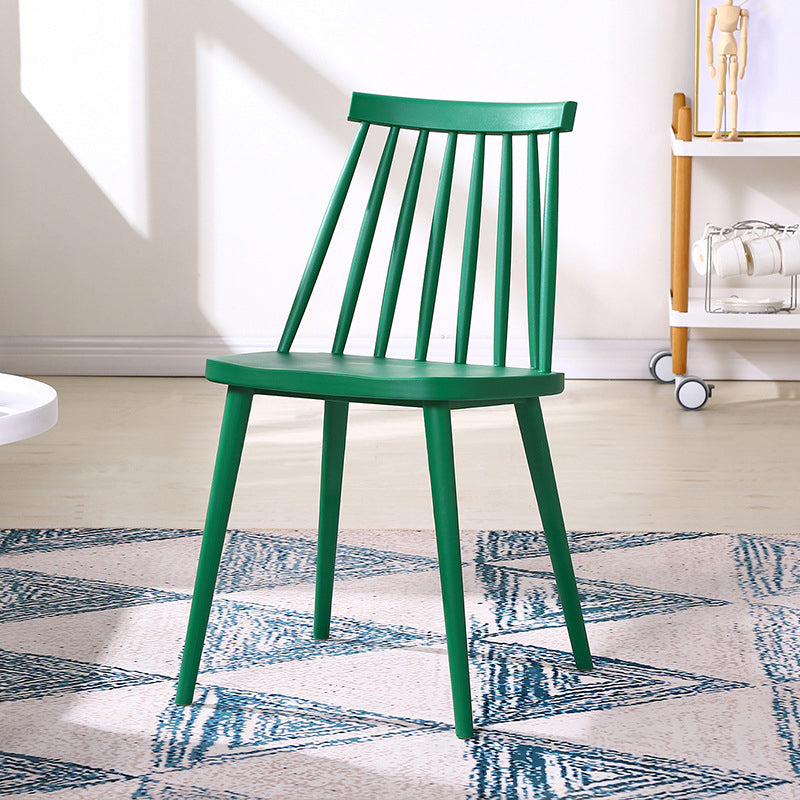 Modern Indoor-Outdoor Plastic Chair Matte Finish Slat Back Side Chair Sets Dark Green 1 Piece Clearhalo ' kitchen&dining_furn' 'Dining Chairs' 'Dining Tables & Seating' 'dining_chair' 'furn' 'furn_dining_chair' 'Furniture' 'furniture_dining_chair' 'Kitchen & Dining Furniture' 'kitchen' 3541532