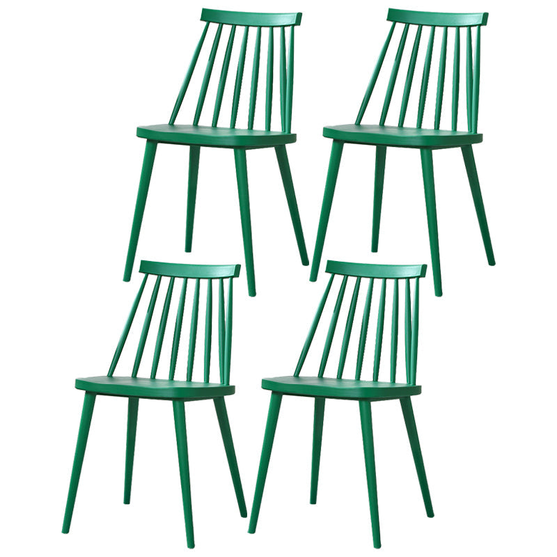 Modern Indoor-Outdoor Plastic Chair Matte Finish Slat Back Side Chair Sets Dark Green 4 Piece Set Clearhalo ' kitchen&dining_furn' 'Dining Chairs' 'Dining Tables & Seating' 'dining_chair' 'furn' 'furn_dining_chair' 'Furniture' 'furniture_dining_chair' 'Kitchen & Dining Furniture' 'kitchen' 3541534