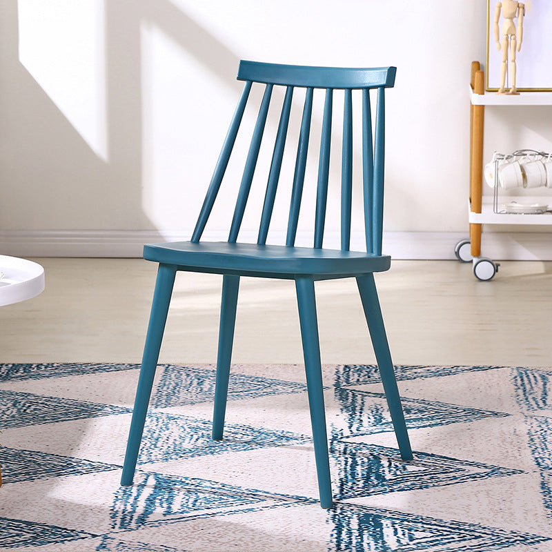 Modern Indoor-Outdoor Plastic Chair Matte Finish Slat Back Side Chair Sets Dark Blue 1 Piece Clearhalo ' kitchen&dining_furn' 'Dining Chairs' 'Dining Tables & Seating' 'dining_chair' 'furn' 'furn_dining_chair' 'Furniture' 'furniture_dining_chair' 'Kitchen & Dining Furniture' 'kitchen' 3541537