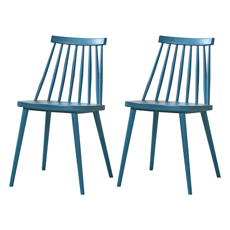 Modern Indoor-Outdoor Plastic Chair Matte Finish Slat Back Side Chair Sets Dark Blue 2 Piece Set Clearhalo ' kitchen&dining_furn' 'Dining Chairs' 'Dining Tables & Seating' 'dining_chair' 'furn' 'furn_dining_chair' 'Furniture' 'furniture_dining_chair' 'Kitchen & Dining Furniture' 'kitchen' 3541538