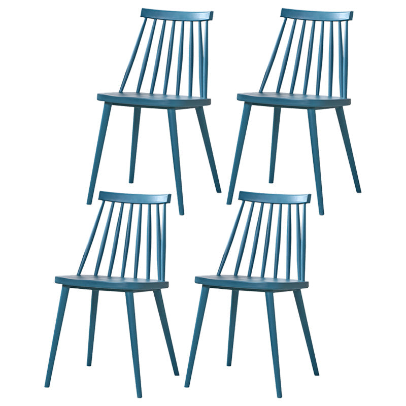 Modern Indoor-Outdoor Plastic Chair Matte Finish Slat Back Side Chair Sets Dark Blue 4 Piece Set Clearhalo ' kitchen&dining_furn' 'Dining Chairs' 'Dining Tables & Seating' 'dining_chair' 'furn' 'furn_dining_chair' 'Furniture' 'furniture_dining_chair' 'Kitchen & Dining Furniture' 'kitchen' 3541539