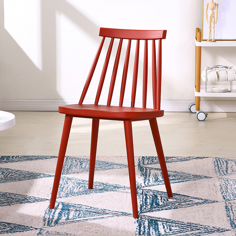 Modern Indoor-Outdoor Plastic Chair Matte Finish Slat Back Side Chair Sets Crimson 1 Piece Clearhalo ' kitchen&dining_furn' 'Dining Chairs' 'Dining Tables & Seating' 'dining_chair' 'furn' 'furn_dining_chair' 'Furniture' 'furniture_dining_chair' 'Kitchen & Dining Furniture' 'kitchen' 3541540