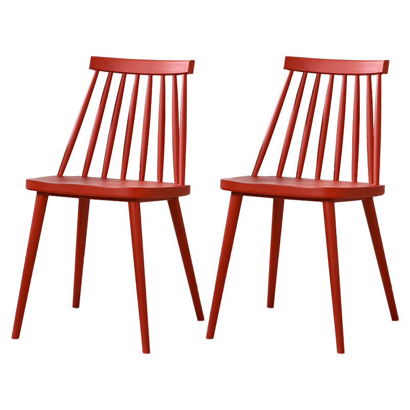 Modern Indoor-Outdoor Plastic Chair Matte Finish Slat Back Side Chair Sets Crimson 2 Piece Set Clearhalo ' kitchen&dining_furn' 'Dining Chairs' 'Dining Tables & Seating' 'dining_chair' 'furn' 'furn_dining_chair' 'Furniture' 'furniture_dining_chair' 'Kitchen & Dining Furniture' 'kitchen' 3541541