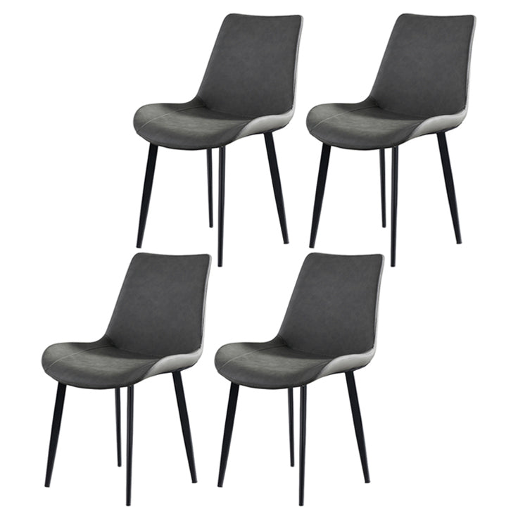 Metal Scandinavian Armless Dining Chairs Parsons Chair Dining Room Home Side Chair Grey 4 Piece Set Clearhalo ' kitchen&dining_furn' 'Dining Chairs' 'Dining Tables & Seating' 'dining_chair' 'furn' 'furn_dining_chair' 'Furniture' 'furniture_dining_chair' 'Kitchen & Dining Furniture' 'kitchen' 3541592