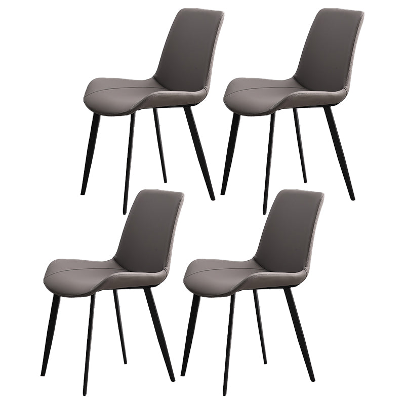 Metal Scandinavian Armless Dining Chairs Parsons Chair Dining Room Home Side Chair Dark Gray 4 Piece Set Clearhalo ' kitchen&dining_furn' 'Dining Chairs' 'Dining Tables & Seating' 'dining_chair' 'furn' 'furn_dining_chair' 'Furniture' 'furniture_dining_chair' 'Kitchen & Dining Furniture' 'kitchen' 3541597