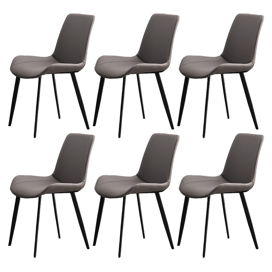 Metal Scandinavian Armless Dining Chairs Parsons Chair Dining Room Home Side Chair Dark Gray 6 Piece Set Clearhalo ' kitchen&dining_furn' 'Dining Chairs' 'Dining Tables & Seating' 'dining_chair' 'furn' 'furn_dining_chair' 'Furniture' 'furniture_dining_chair' 'Kitchen & Dining Furniture' 'kitchen' 3541599