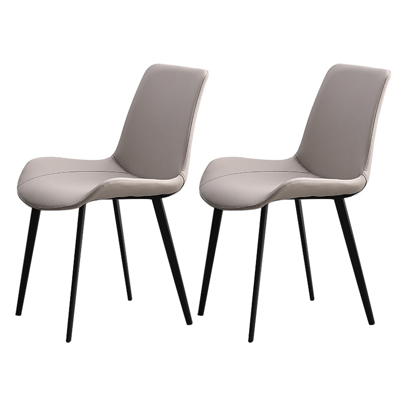 Metal Scandinavian Armless Dining Chairs Parsons Chair Dining Room Home Side Chair Light Gray 2 Piece Set Clearhalo ' kitchen&dining_furn' 'Dining Chairs' 'Dining Tables & Seating' 'dining_chair' 'furn' 'furn_dining_chair' 'Furniture' 'furniture_dining_chair' 'Kitchen & Dining Furniture' 'kitchen' 3541602