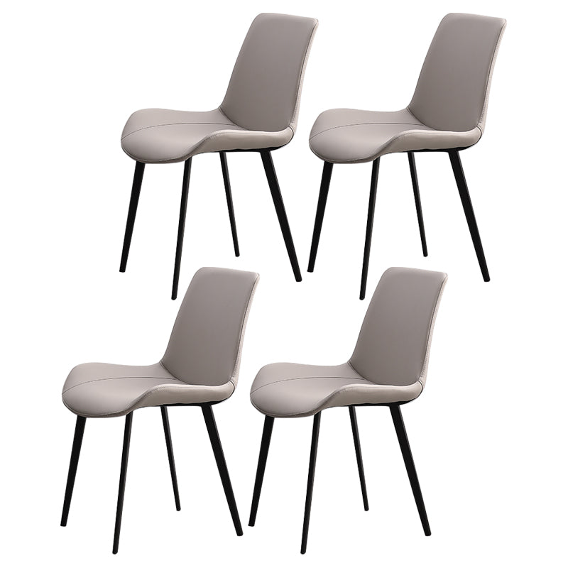 Metal Scandinavian Armless Dining Chairs Parsons Chair Dining Room Home Side Chair Light Gray 4 Piece Set Clearhalo ' kitchen&dining_furn' 'Dining Chairs' 'Dining Tables & Seating' 'dining_chair' 'furn' 'furn_dining_chair' 'Furniture' 'furniture_dining_chair' 'Kitchen & Dining Furniture' 'kitchen' 3541603