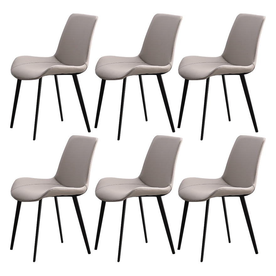 Metal Scandinavian Armless Dining Chairs Parsons Chair Dining Room Home Side Chair Light Gray 6 Piece Set Clearhalo ' kitchen&dining_furn' 'Dining Chairs' 'Dining Tables & Seating' 'dining_chair' 'furn' 'furn_dining_chair' 'Furniture' 'furniture_dining_chair' 'Kitchen & Dining Furniture' 'kitchen' 3541605