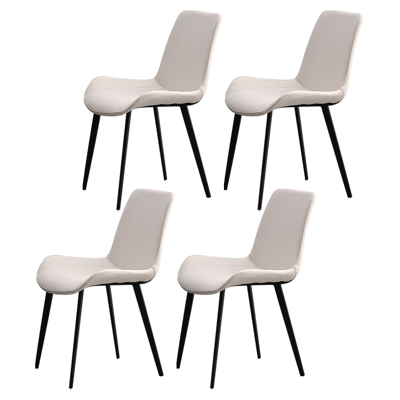 Metal Scandinavian Armless Dining Chairs Parsons Chair Dining Room Home Side Chair White 4 Piece Set Clearhalo ' kitchen&dining_furn' 'Dining Chairs' 'Dining Tables & Seating' 'dining_chair' 'furn' 'furn_dining_chair' 'Furniture' 'furniture_dining_chair' 'Kitchen & Dining Furniture' 'kitchen' 3541609