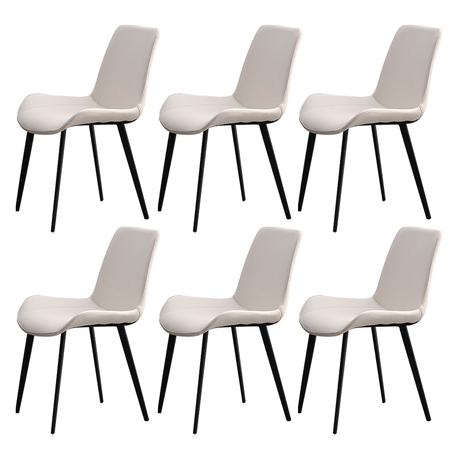 Metal Scandinavian Armless Dining Chairs Parsons Chair Dining Room Home Side Chair White 6 Piece Set Clearhalo ' kitchen&dining_furn' 'Dining Chairs' 'Dining Tables & Seating' 'dining_chair' 'furn' 'furn_dining_chair' 'Furniture' 'furniture_dining_chair' 'Kitchen & Dining Furniture' 'kitchen' 3541611