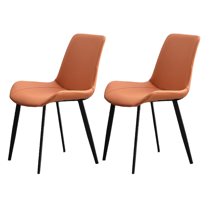 Metal Scandinavian Armless Dining Chairs Parsons Chair Dining Room Home Side Chair Orange 2 Piece Set Clearhalo ' kitchen&dining_furn' 'Dining Chairs' 'Dining Tables & Seating' 'dining_chair' 'furn' 'furn_dining_chair' 'Furniture' 'furniture_dining_chair' 'Kitchen & Dining Furniture' 'kitchen' 3541613