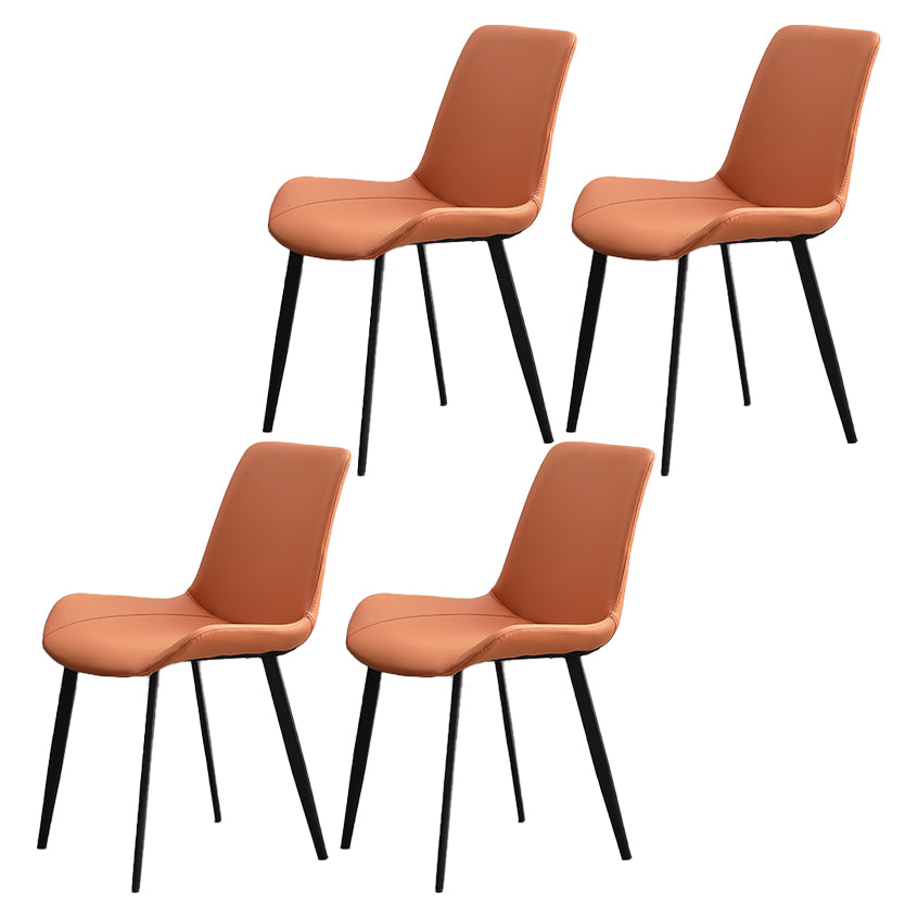 Metal Scandinavian Armless Dining Chairs Parsons Chair Dining Room Home Side Chair Orange 4 Piece Set Clearhalo ' kitchen&dining_furn' 'Dining Chairs' 'Dining Tables & Seating' 'dining_chair' 'furn' 'furn_dining_chair' 'Furniture' 'furniture_dining_chair' 'Kitchen & Dining Furniture' 'kitchen' 3541615