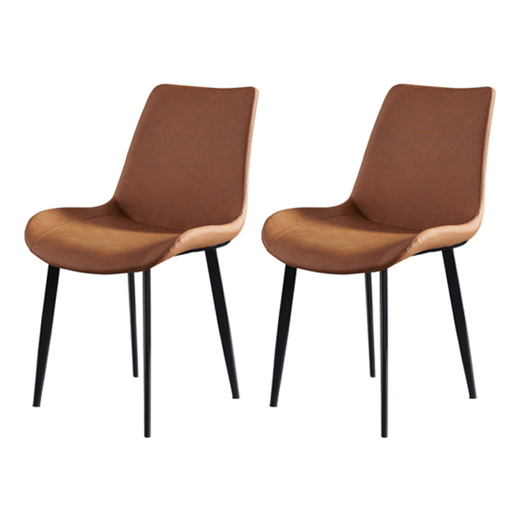 Metal Scandinavian Armless Dining Chairs Parsons Chair Dining Room Home Side Chair Brown 2 Piece Set Clearhalo ' kitchen&dining_furn' 'Dining Chairs' 'Dining Tables & Seating' 'dining_chair' 'furn' 'furn_dining_chair' 'Furniture' 'furniture_dining_chair' 'Kitchen & Dining Furniture' 'kitchen' 3541619
