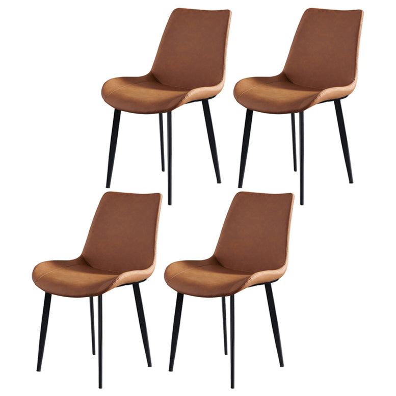Metal Scandinavian Armless Dining Chairs Parsons Chair Dining Room Home Side Chair Brown 4 Piece Set Clearhalo ' kitchen&dining_furn' 'Dining Chairs' 'Dining Tables & Seating' 'dining_chair' 'furn' 'furn_dining_chair' 'Furniture' 'furniture_dining_chair' 'Kitchen & Dining Furniture' 'kitchen' 3541620