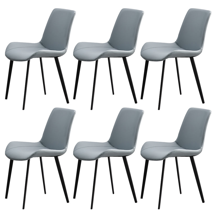 Metal Scandinavian Armless Dining Chairs Parsons Chair Dining Room Home Side Chair Light Blue 6 Piece Set Clearhalo ' kitchen&dining_furn' 'Dining Chairs' 'Dining Tables & Seating' 'dining_chair' 'furn' 'furn_dining_chair' 'Furniture' 'furniture_dining_chair' 'Kitchen & Dining Furniture' 'kitchen' 3541624