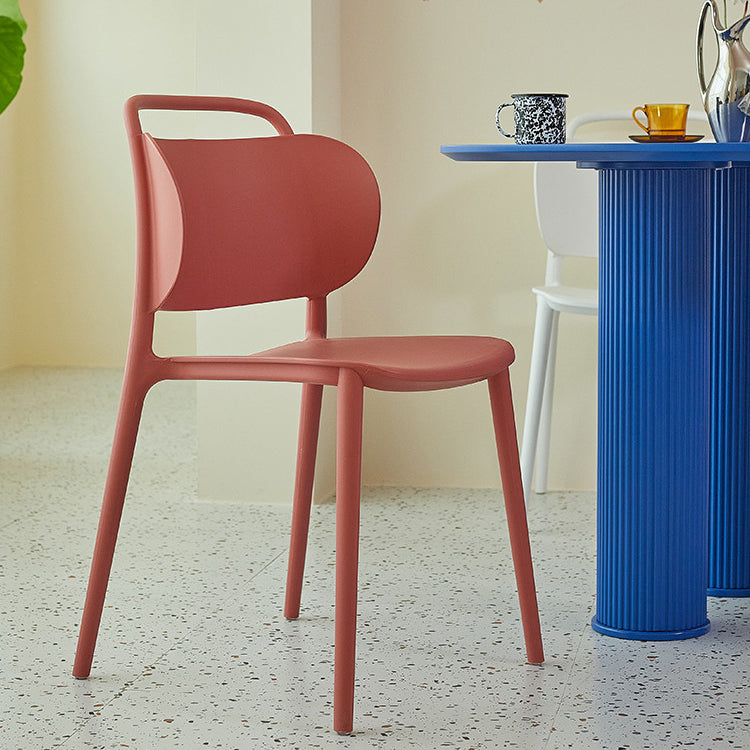 Nordic Style Plastic Dining Chair Open Back Dining Side Chair for Home Use Red 1 Piece Clearhalo ' kitchen&dining_furn' 'Dining Chairs' 'Dining Tables & Seating' 'dining_chair' 'furn' 'furn_dining_chair' 'Furniture' 'furniture_dining_chair' 'Kitchen & Dining Furniture' 'kitchen' 3541625