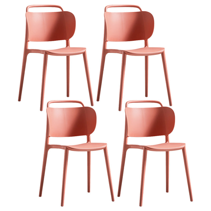 Nordic Style Plastic Dining Chair Open Back Dining Side Chair for Home Use Red 4 Piece Set Clearhalo ' kitchen&dining_furn' 'Dining Chairs' 'Dining Tables & Seating' 'dining_chair' 'furn' 'furn_dining_chair' 'Furniture' 'furniture_dining_chair' 'Kitchen & Dining Furniture' 'kitchen' 3541633