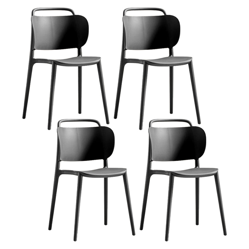 Nordic Style Plastic Dining Chair Open Back Dining Side Chair for Home Use Black-Gray 4 Piece Set Clearhalo ' kitchen&dining_furn' 'Dining Chairs' 'Dining Tables & Seating' 'dining_chair' 'furn' 'furn_dining_chair' 'Furniture' 'furniture_dining_chair' 'Kitchen & Dining Furniture' 'kitchen' 3541643