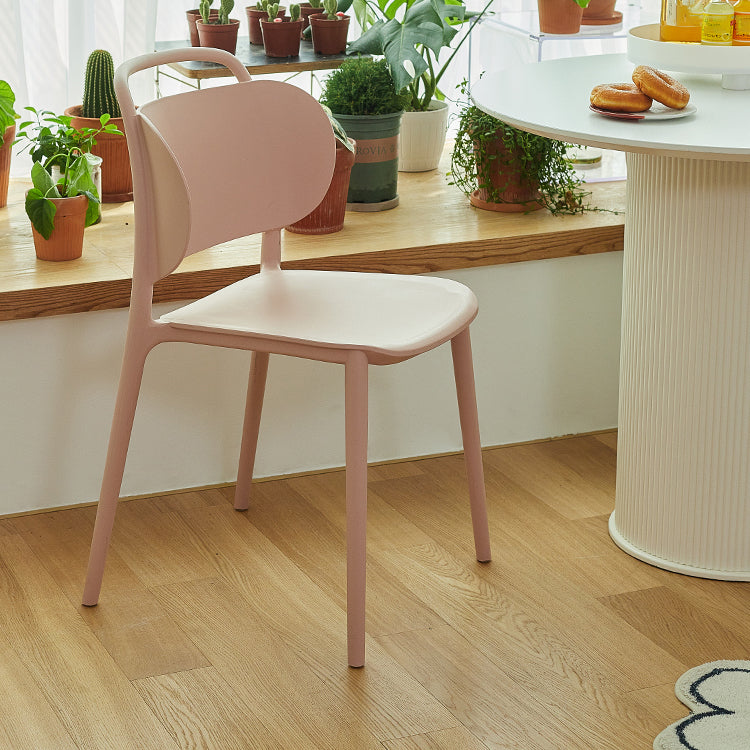 Nordic Style Plastic Dining Chair Open Back Dining Side Chair for Home Use Light Pink 1 Piece Clearhalo ' kitchen&dining_furn' 'Dining Chairs' 'Dining Tables & Seating' 'dining_chair' 'furn' 'furn_dining_chair' 'Furniture' 'furniture_dining_chair' 'Kitchen & Dining Furniture' 'kitchen' 3541646