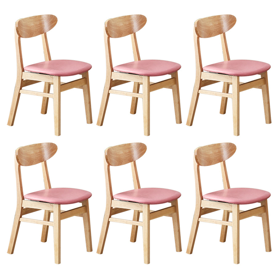 Wooden Modern Dining Side Chair with Cushion Open Back Dining Side Chair for Kitchen Pink 6 Piece Set Clearhalo ' kitchen&dining_furn' 'Dining Chairs' 'Dining Tables & Seating' 'dining_chair' 'furn' 'furn_dining_chair' 'Furniture' 'furniture_dining_chair' 'Kitchen & Dining Furniture' 'kitchen' 3541655