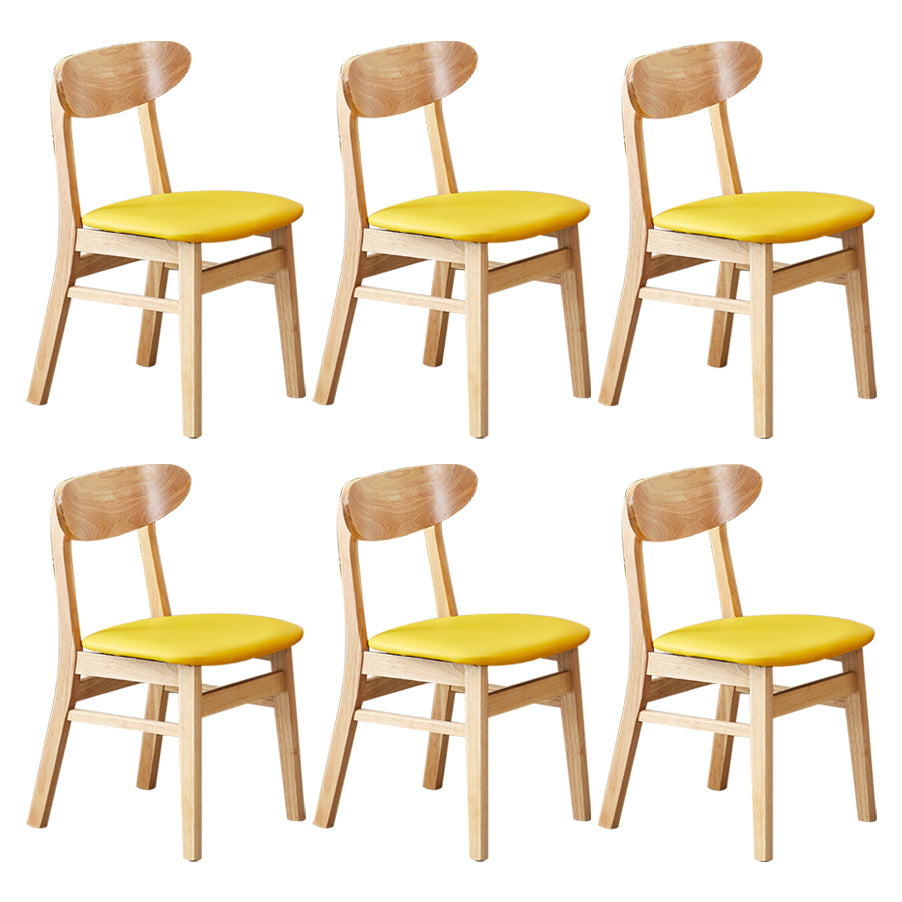Wooden Modern Dining Side Chair with Cushion Open Back Dining Side Chair for Kitchen Yellow 6 Piece Set Clearhalo ' kitchen&dining_furn' 'Dining Chairs' 'Dining Tables & Seating' 'dining_chair' 'furn' 'furn_dining_chair' 'Furniture' 'furniture_dining_chair' 'Kitchen & Dining Furniture' 'kitchen' 3541660
