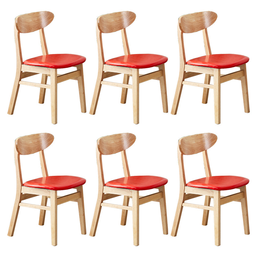 Wooden Modern Dining Side Chair with Cushion Open Back Dining Side Chair for Kitchen Red 6 Piece Set Clearhalo ' kitchen&dining_furn' 'Dining Chairs' 'Dining Tables & Seating' 'dining_chair' 'furn' 'furn_dining_chair' 'Furniture' 'furniture_dining_chair' 'Kitchen & Dining Furniture' 'kitchen' 3541667