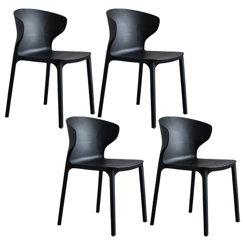 Home Contemporary Arm Chair Wingback Plastic Stackable Dining Room Chair Black 4 Piece Set Clearhalo ' kitchen&dining_furn' 'Dining Chairs' 'Dining Tables & Seating' 'dining_chair' 'furn' 'furn_dining_chair' 'Furniture' 'furniture_dining_chair' 'Kitchen & Dining Furniture' 'kitchen' 3541729