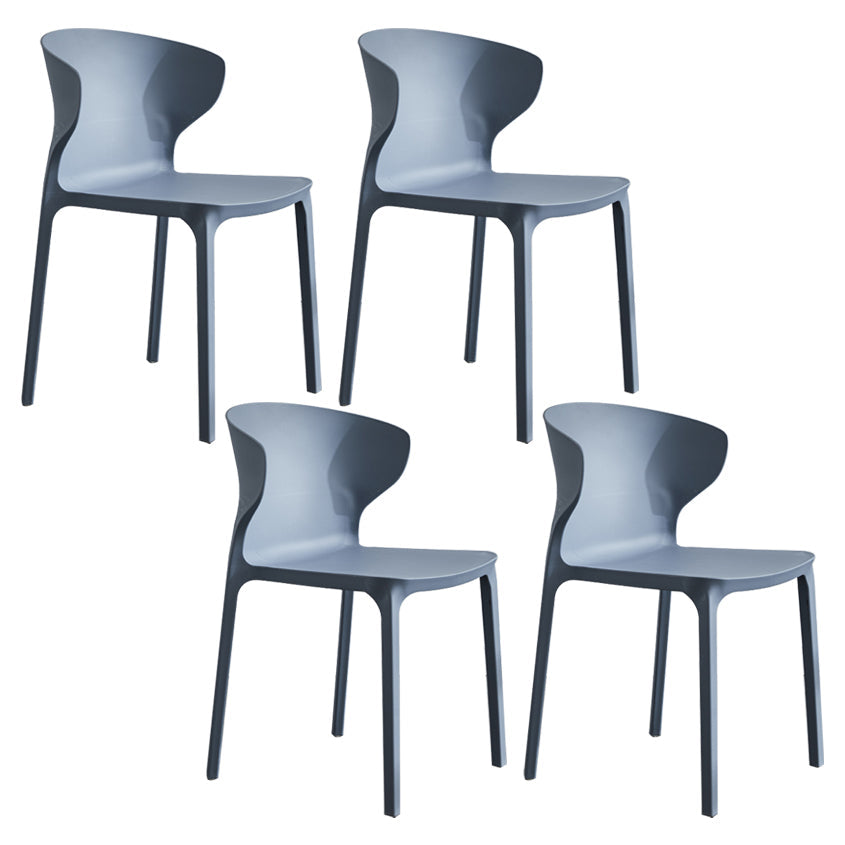 Home Contemporary Arm Chair Wingback Plastic Stackable Dining Room Chair Dark Gray 4 Piece Set Clearhalo ' kitchen&dining_furn' 'Dining Chairs' 'Dining Tables & Seating' 'dining_chair' 'furn' 'furn_dining_chair' 'Furniture' 'furniture_dining_chair' 'Kitchen & Dining Furniture' 'kitchen' 3541742