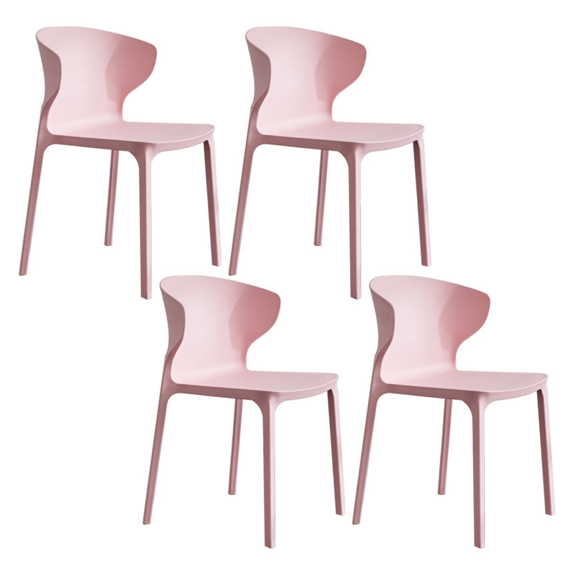 Home Contemporary Arm Chair Wingback Plastic Stackable Dining Room Chair Pink 4 Piece Set Clearhalo ' kitchen&dining_furn' 'Dining Chairs' 'Dining Tables & Seating' 'dining_chair' 'furn' 'furn_dining_chair' 'Furniture' 'furniture_dining_chair' 'Kitchen & Dining Furniture' 'kitchen' 3541751